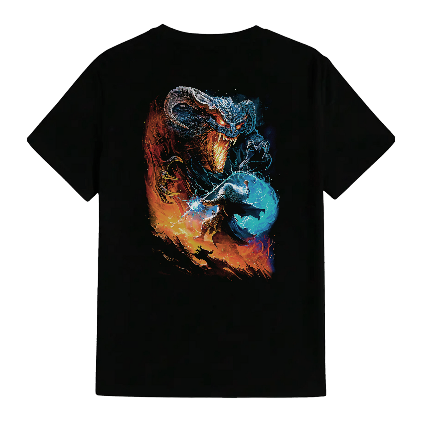 DENYVIO™ Balrog vs Wizard – Epic Fantasy Battle T-Shirt