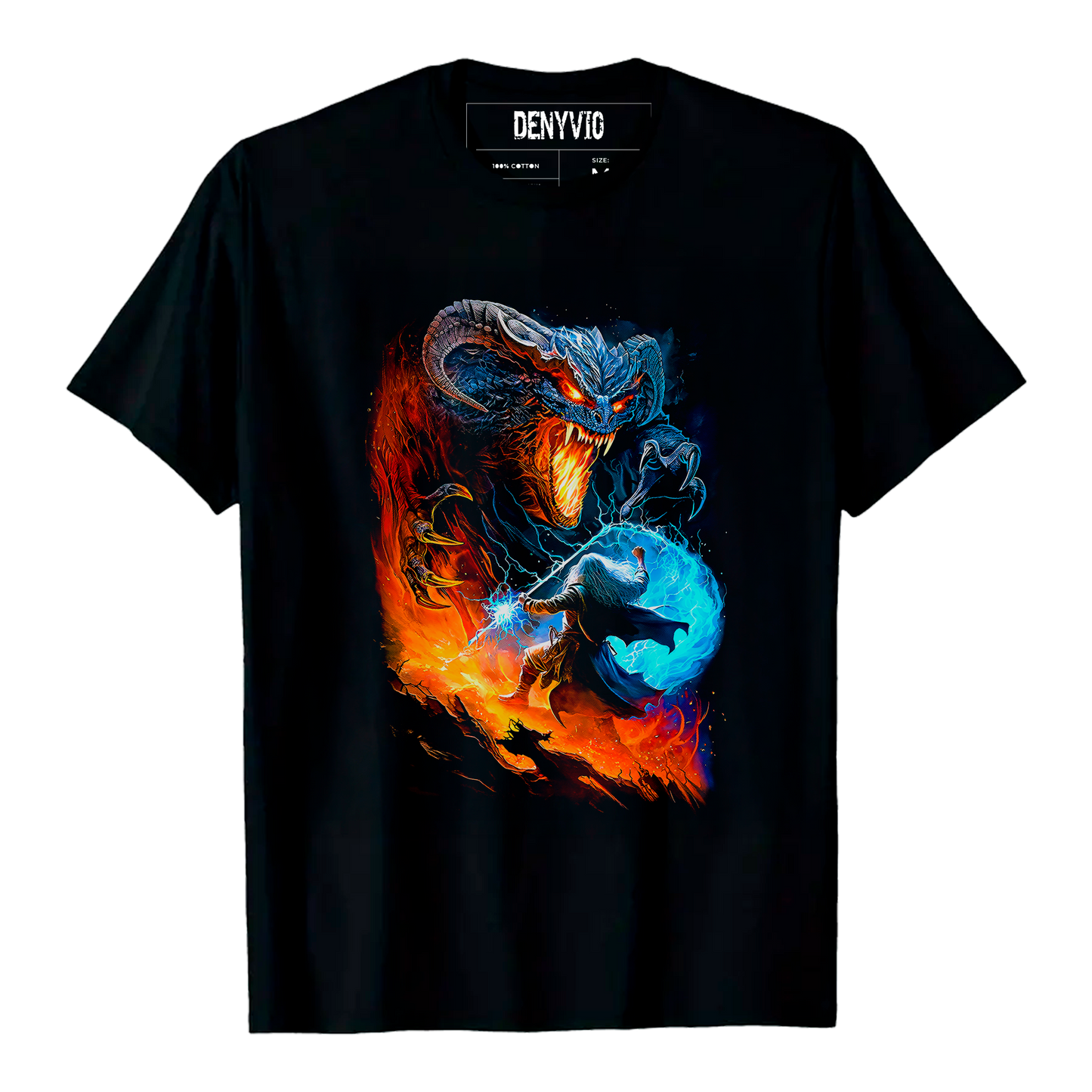 DENYVIO™ Balrog vs Wizard – Epic Fantasy Battle T-Shirt
