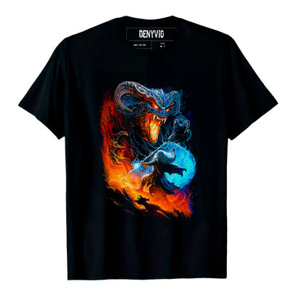 DENYVIO™ Balrog vs Wizard – Epic Fantasy Battle T-Shirt