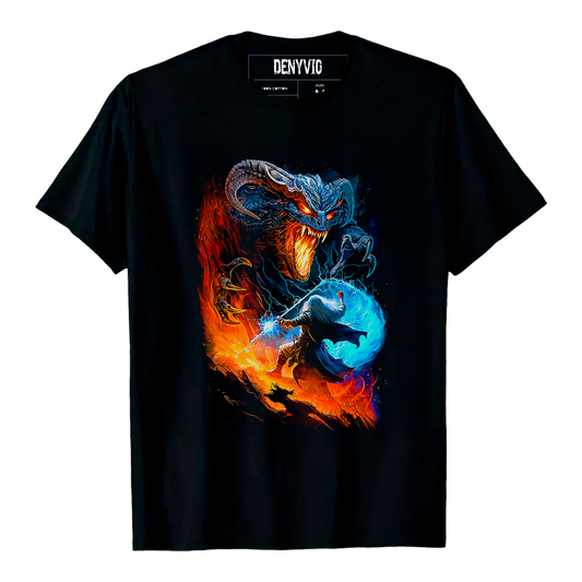 DENYVIO™ Balrog vs Wizard – Epic Fantasy Battle T-Shirt
