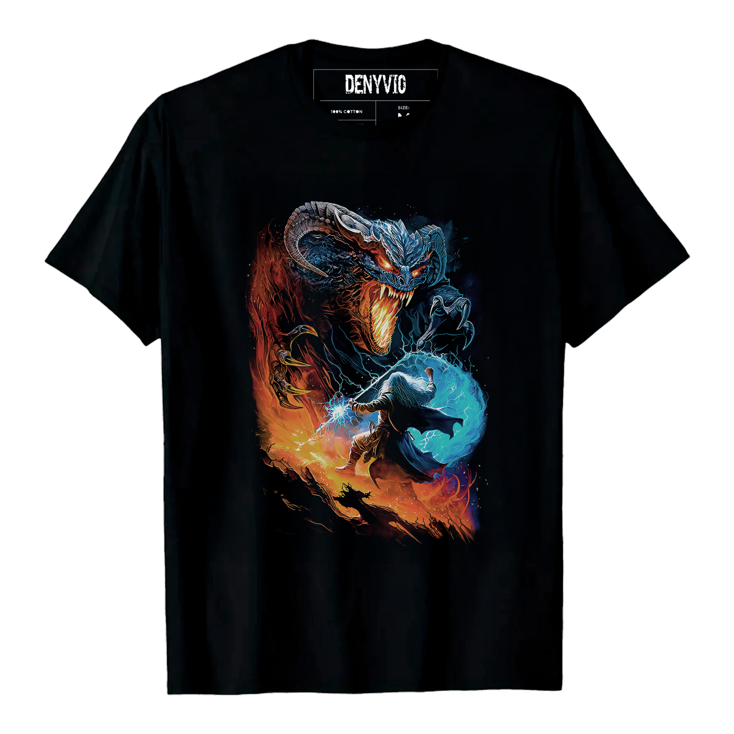 DENYVIO™ Balrog vs Wizard – Epic Fantasy Battle T-Shirt