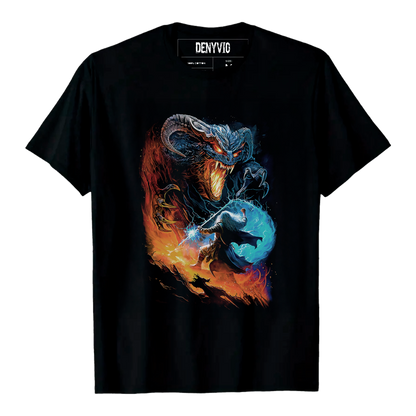 DENYVIO™ Balrog vs Wizard – Epic Fantasy Battle T-Shirt