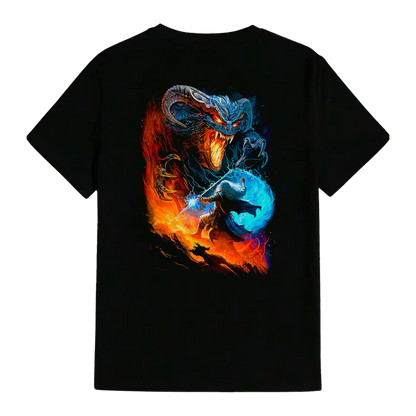 DENYVIO™ Balrog vs Wizard – Epic Fantasy Battle T-Shirt