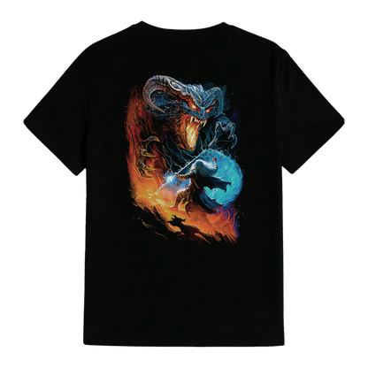 DENYVIO™ Balrog vs Wizard – Epic Fantasy Battle T-Shirt