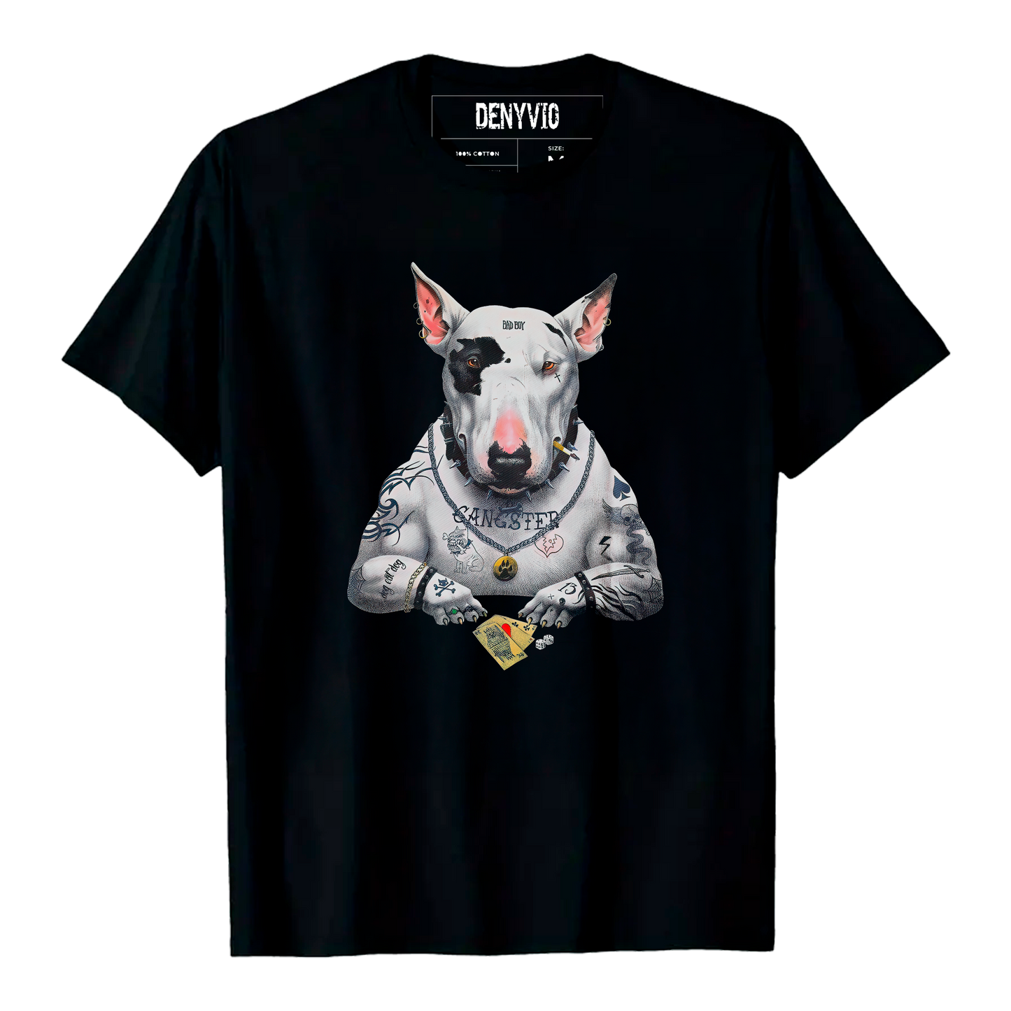 DENYVIO™ Gangster Dog – Tattooed Bull Terrier T-Shirt