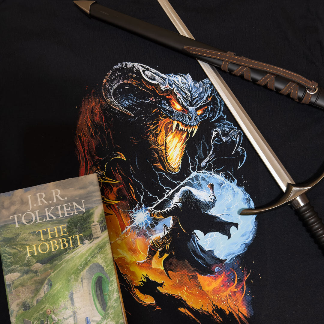 DENYVIO™ Balrog vs Wizard – Epic Fantasy Battle T-Shirt