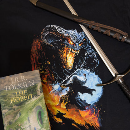 DENYVIO™ Balrog vs Wizard – Epic Fantasy Battle T-Shirt