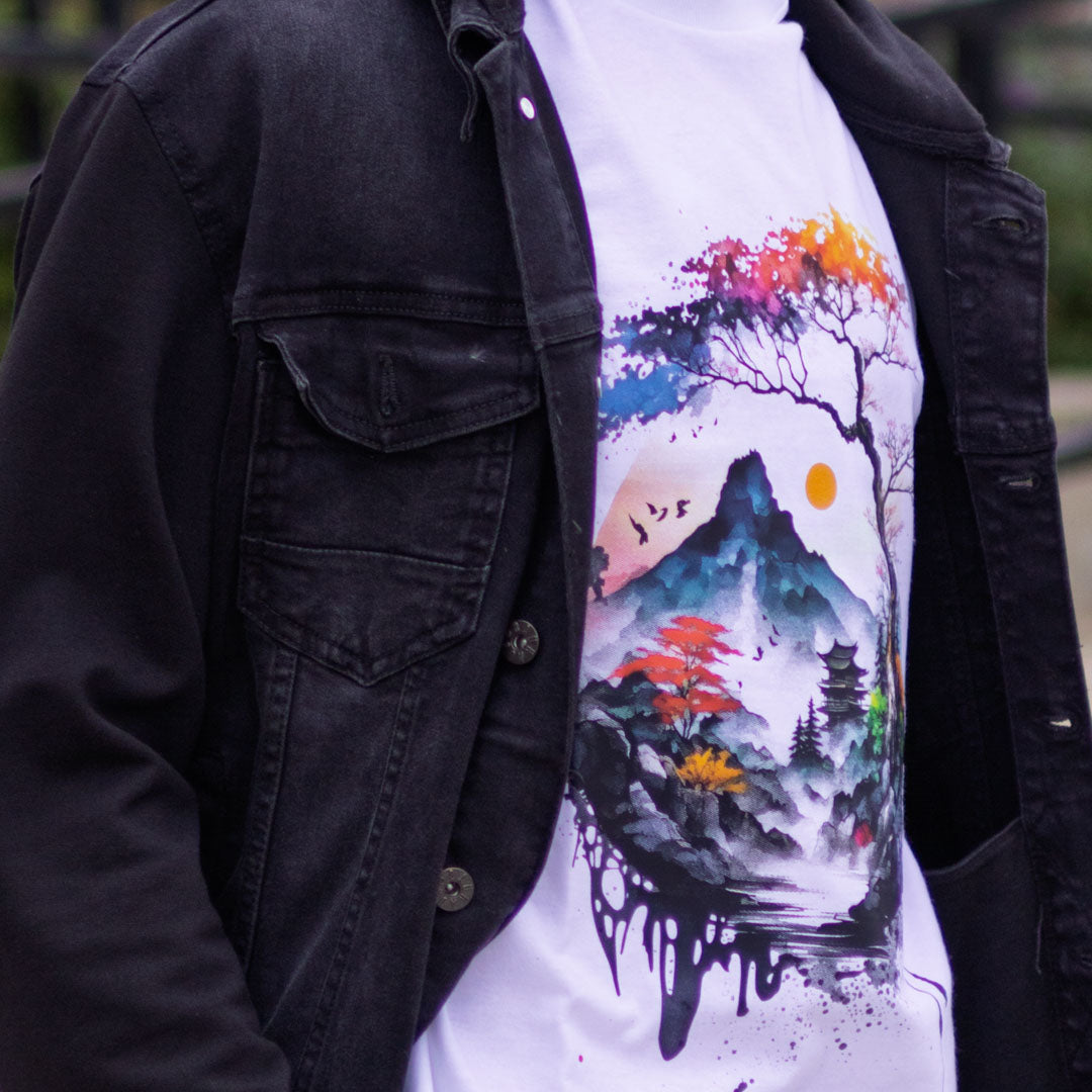 DENYVIO™ Zen Landscape – Japanese Ink & Nature Art T-Shirt