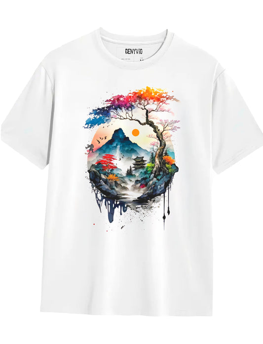 DENYVIO™ Zen Landscape – Japanese Ink & Nature Art T-Shirt