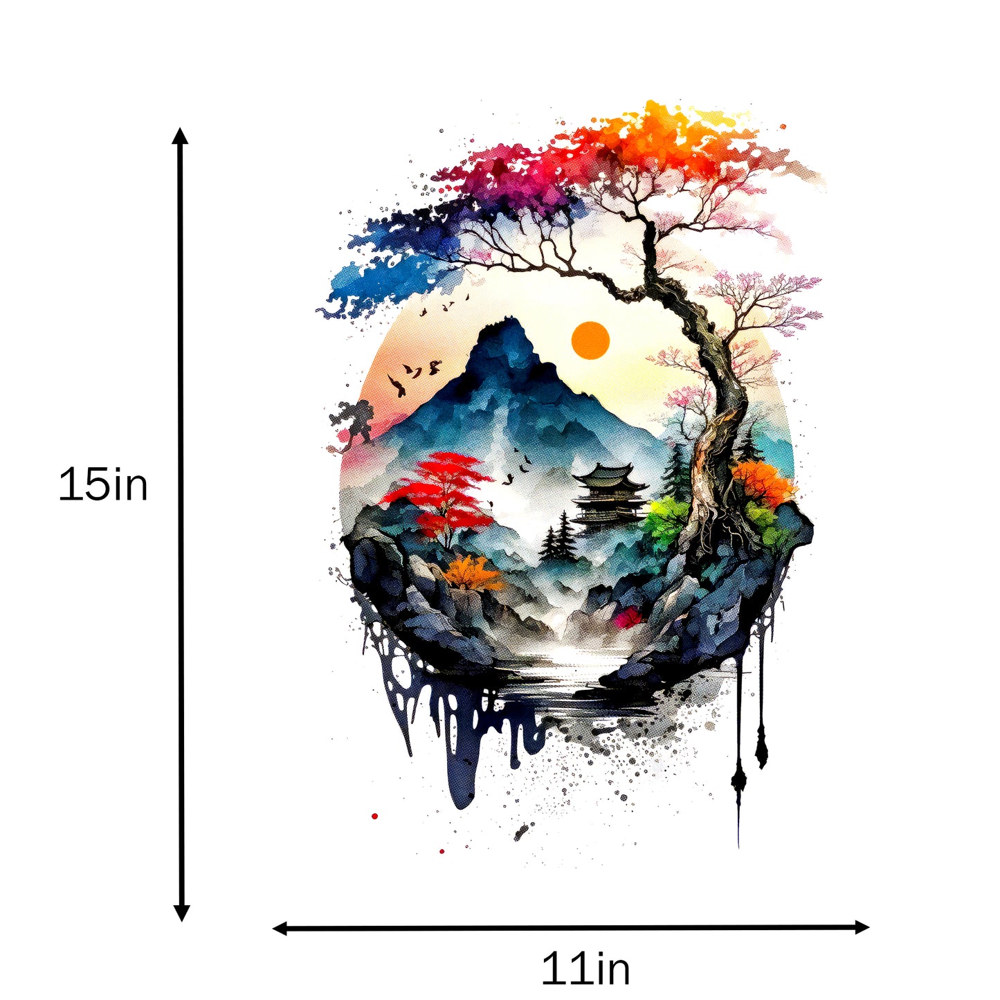 DENYVIO™ Zen Landscape – Japanese Ink & Nature Art T-Shirt