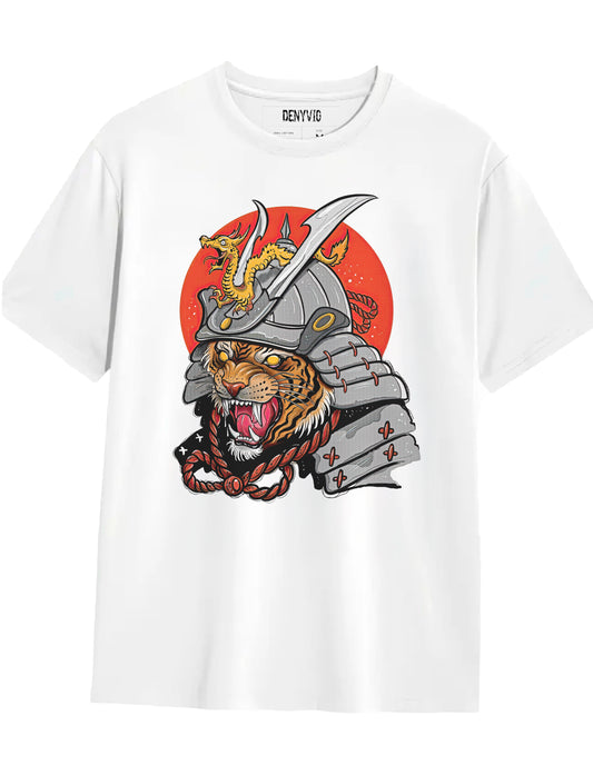 DENYVIO™ Samurai Tiger – Warrior Cat & Dragon T-Shirt